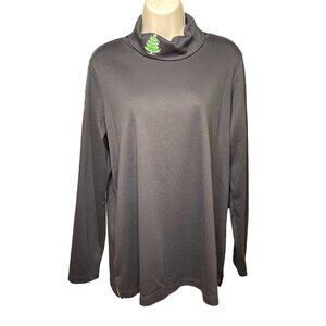 Qccker Factory Christmas Tree Turtle Neck Blouse Black Shirt Size M u